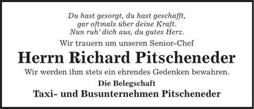 Traueranzeige Richard Pitscheneder