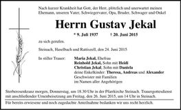 Traueranzeige Gustav Jekal