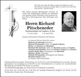 Traueranzeige Richard Pitscheneder