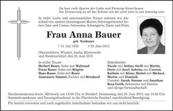 Traueranzeige Anna Bauer