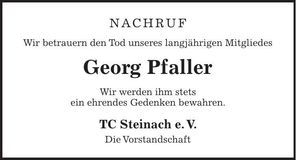 Traueranzeige Georg Pfaller