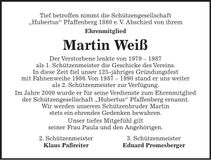 Traueranzeige Martin Weiß