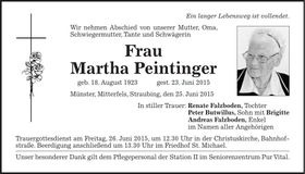 Traueranzeige Martha Peintinger