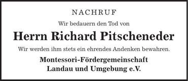 Traueranzeige Richard Pitscheneder