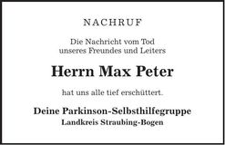 Traueranzeige Max Peter