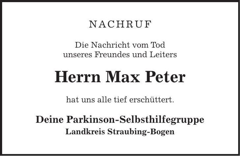 Traueranzeige Max Peter