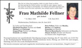 Traueranzeige Mathilde Fellner