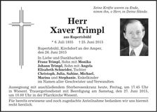 Traueranzeige Xaver Trimpl