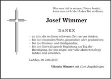 Traueranzeige Josef Wimmer