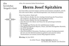Traueranzeige Josef Spitzhirn