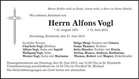 Traueranzeige Charlotte Vogl