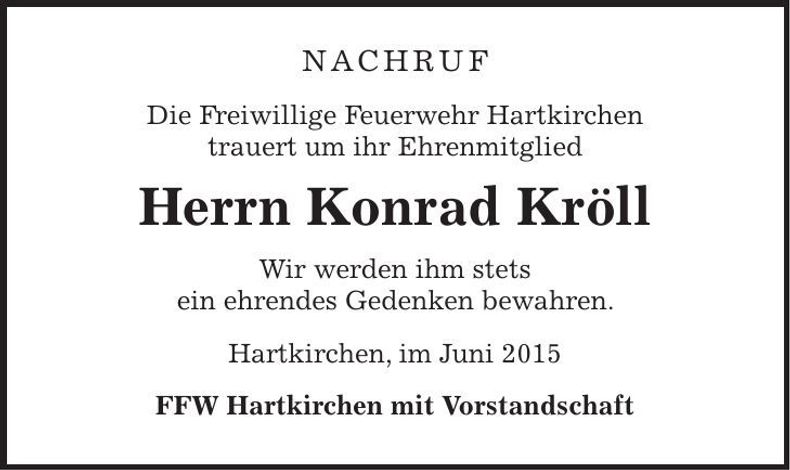 Traueranzeige Konrad Kröll