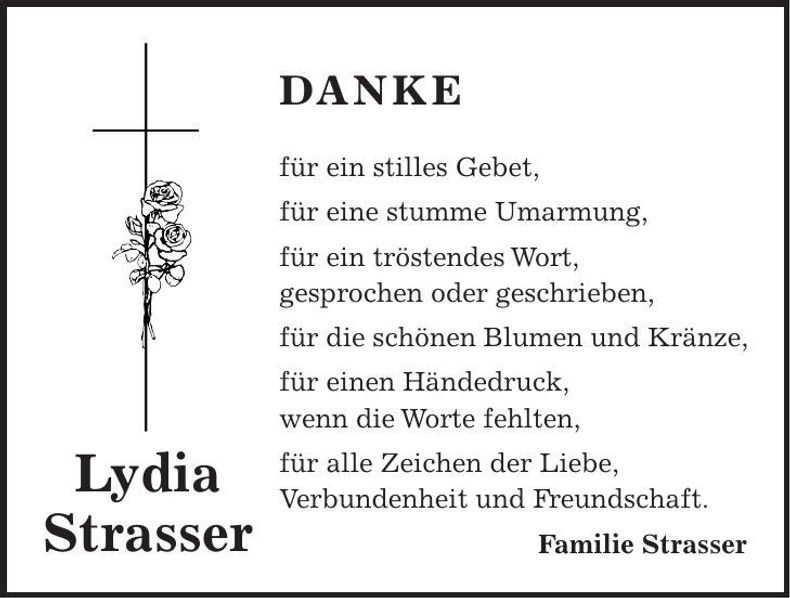 Traueranzeige Lydia Strasser