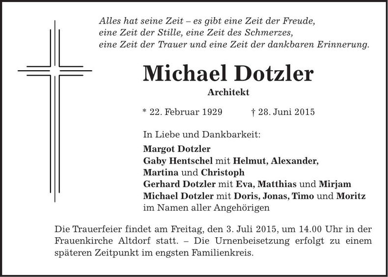 Traueranzeige Michael Dotzler