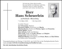 Traueranzeige Scheuerlein Hans