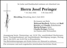 Traueranzeige Josef Peringer