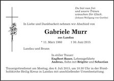 Traueranzeige Murr Gabriele
