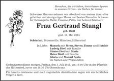 Traueranzeige Gertraud Stangl