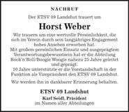 Traueranzeige Horst Weber