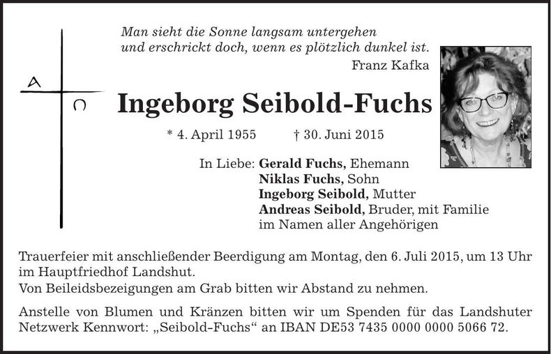 Traueranzeige Ingeborg Seibold-Fuchs