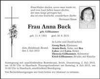 Traueranzeige Anna Buck