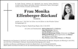 Traueranzeige Monika Effenberger-Rückauf