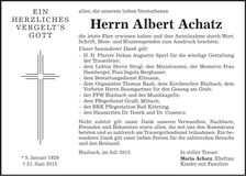 Traueranzeige Albert Achatz