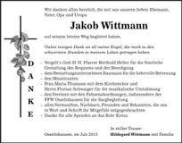 Traueranzeige Jakob Wittmann