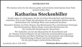 Traueranzeige Katharina Steckenbiller