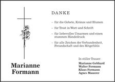 Traueranzeige Marianne Formann