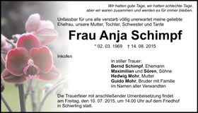 Traueranzeige Anja Schimpf