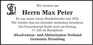 Traueranzeige Max Peter