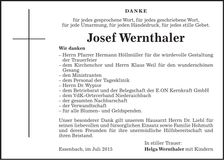 Traueranzeige Josef Wernthaler