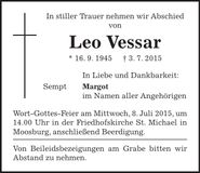 Traueranzeige Leo Vessar