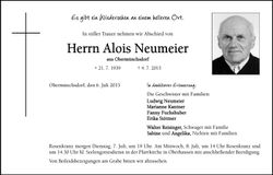 Traueranzeige Alois Neumeier
