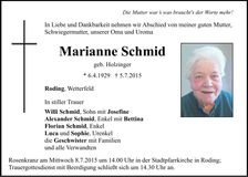 Traueranzeige Marianne Schmid