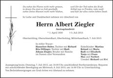 Traueranzeige Albert Ziegler