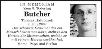 Traueranzeige Halupczok Thomas