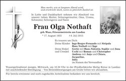 Traueranzeige Olga Nothaft