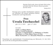 Traueranzeige Ursula Tzschaschel