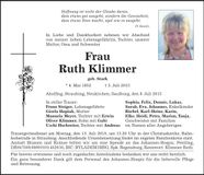 Traueranzeige Ruth Klimmer