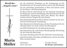 Traueranzeige Maria Müller