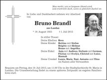 Traueranzeige Bruno Brandl