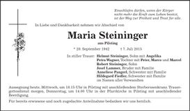 Traueranzeige Maria Steininger