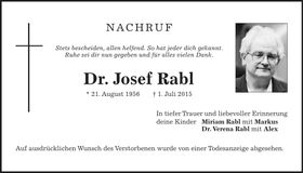 Traueranzeige Dr. Josef Rabl