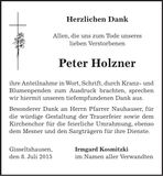 Traueranzeige Peter Holzner