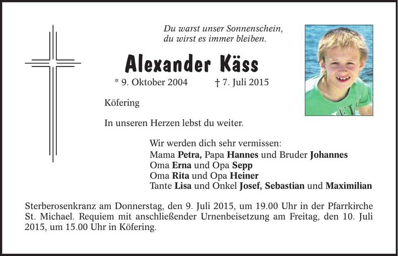 Traueranzeige Alexander Käss