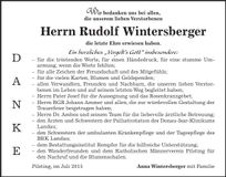 Traueranzeige Rudolf Wintersberger