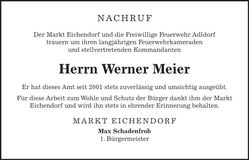 Traueranzeige Werner Meier