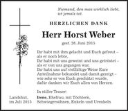 Traueranzeige Horst Weber